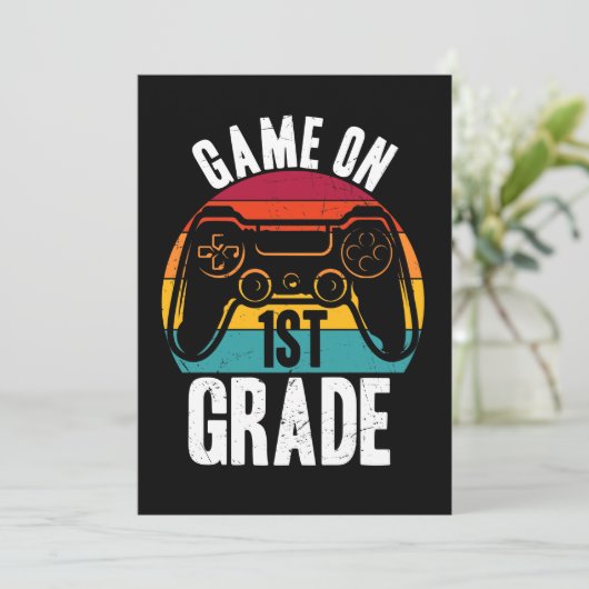 GAME ON 1st Grade Video Game School Student Kaart (Staand voorkant)