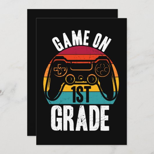 GAME ON 1st Grade Video Game School Student Kaart (Voorkant / Achterkant)