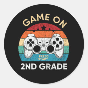 Game On 2e Grade Video Game Back to School Gamer Ronde Sticker