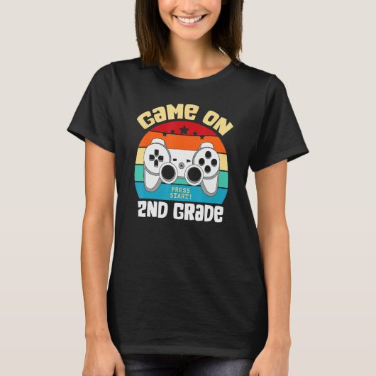 GAME ON 2nd Grade Gamer Teacher Student Back To Sc T-shirt (Voorkant)