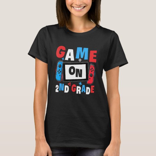 Game On 2nd Grade Gaming Gamer Back To School Stud T-shirt (Voorkant)