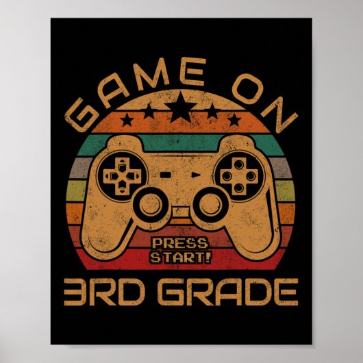 Game on 3rd Grade First Day Gamer Gift Back to Sch Poster (Voorkant)
