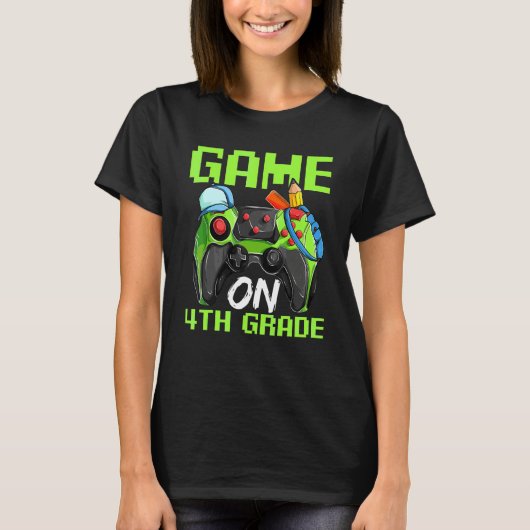 Game On 4e klas terug naar school videogamer kind T-shirt (Voorkant)