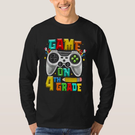 Game On 4th Grade  Back To School Gaming T-shirt (Voorkant)
