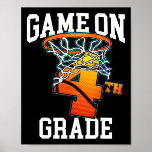 Game On 4th Grade Basketbal Terug naar School Stud Poster