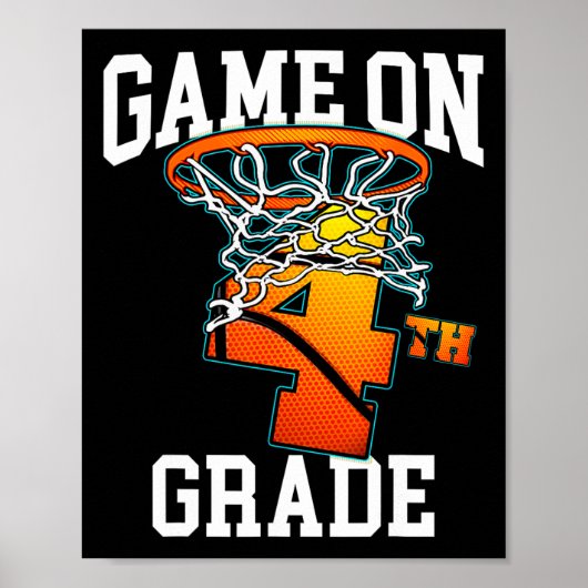 Game On 4th Grade Basketbal Terug naar School Stud Poster (Voorkant)