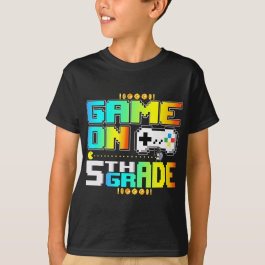 Game on 5th Grade Video Gamer Terug naar Schoo T-shirt (Voorkant)