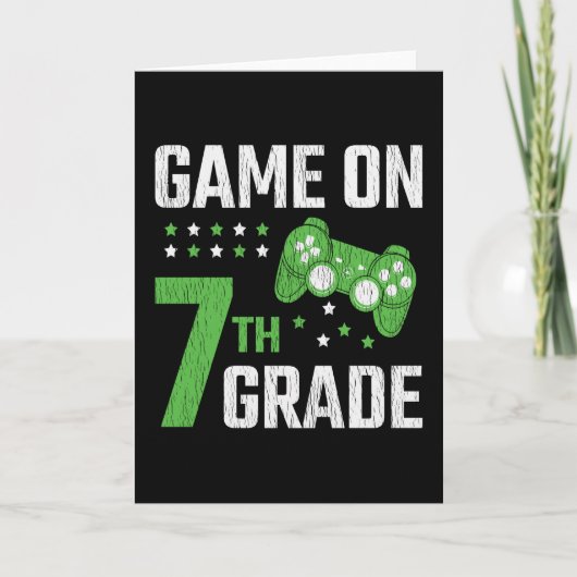 Game On 7th Grade Video Game Back to School Gamer Kaart (Voorkant)