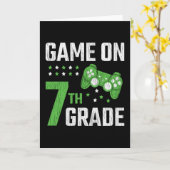 Game On 7th Grade Video Game Back to School Gamer Kaart (Gele Bloem)