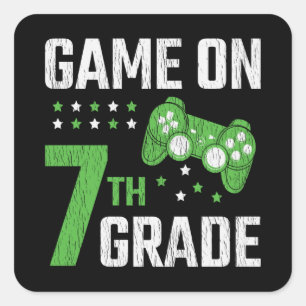 Game On 7th Grade Video Game Back to School Gamer Vierkante Sticker