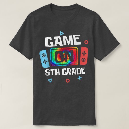 Game on 8th Grade terug naar school Tie Dye Video  T-shirt (Design voorkant)