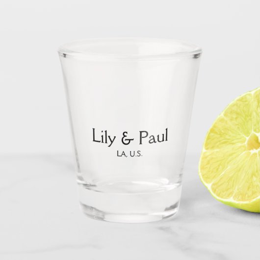 Game on add couple name wedding party place city g shot glas (Voorkant)