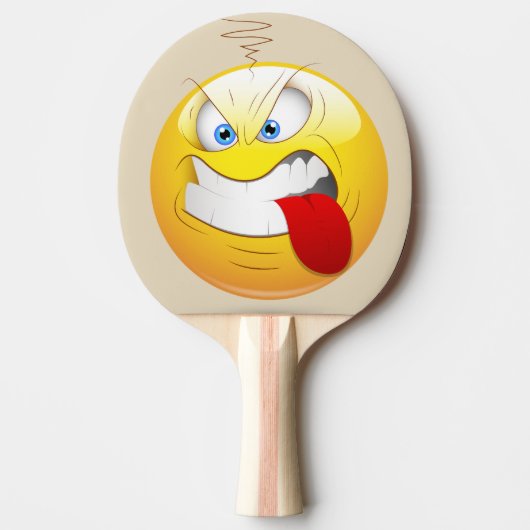 Game on Angry Happy Face in Yellow Personal Tafeltennisbatje (Voorkant)