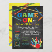 Game On Arcade Bowling Chalkboard Party Uitnodigin Kaart (Voorkant / Achterkant)
