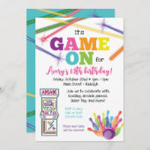 Game On Arcade Bowling Feest Uitnodiging (Voorkant / Achterkant)