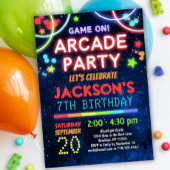 Game on Arcade Party Birthday Uitnodiging