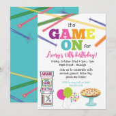 Game On Arcade Pizza Feest Uitnodiging (Voorkant / Achterkant)