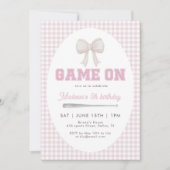 Game On Baseball Bow Pink Gingham Preppy 5th  Kaart (Voorkant)