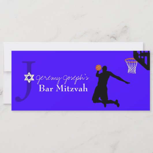 Game On! Basketbal ✡ Bar Mitswa Kaart (Voorkant)