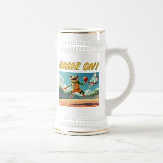 Game On Basketbal Kikker linker hand stein Bierpul (Rechts)