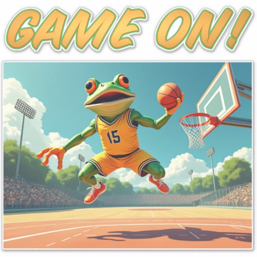 Game On Basketball Frog contour sticker (Voorkant)