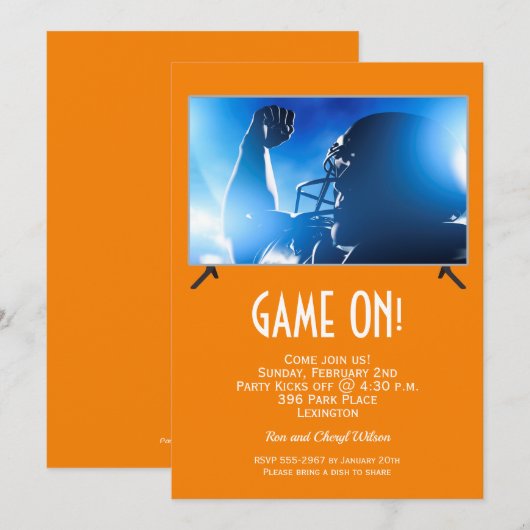 Game on Big Screen Football Game Invitations (Voorkant / Achterkant)