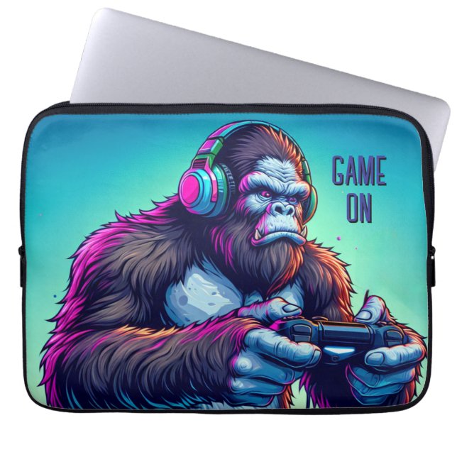 Game On | Bigfoot Videogames spelen Laptop Sleeve (Voorkant)