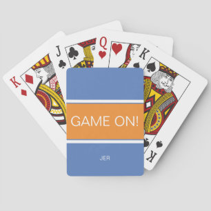 GAME ON Citaat Mooie Aangepaste Monogram Blauw Ora Pokerkaarten