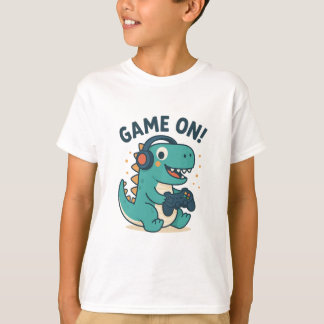 Game On! Coole Gamer Dinosaur Kids T-Shirt