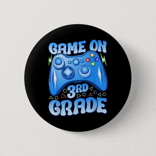 Game On Derde Klas Ck Naar School Videogames Jonge Ronde Button 5,7 Cm (Voorkant)