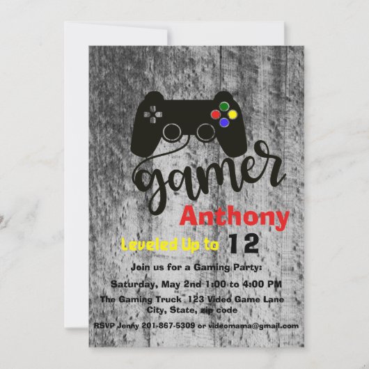 GAME ON...een videogame verjaardagsfeestje Kaart (Voorkant)