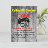 GAME ON...een videogame verjaardagsfeestje Kaart (Staand voorkant)