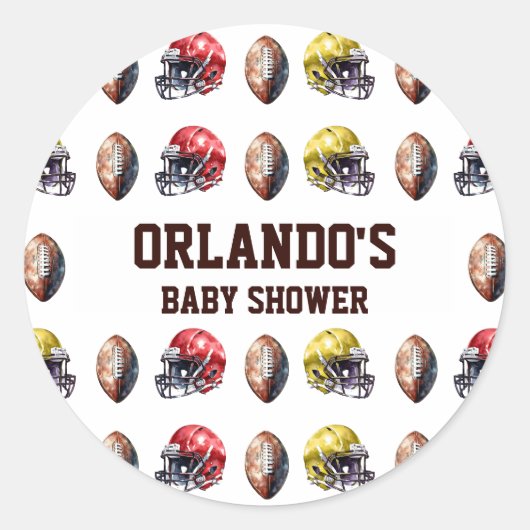 Game On Football Baby shower Ronde Sticker (Voorkant)