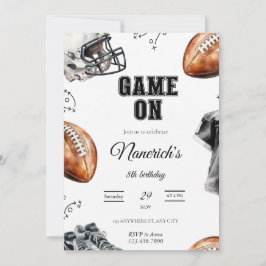 Game On Football Birthday Party Invitation Kaart