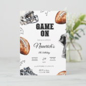 Game On Football Birthday Party Invitation Kaart (Staand voorkant)