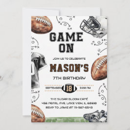 Game On Football Birthday Party Invitation Kaart