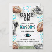 Game On Football Birthday Party Invitation Kaart (Voorkant)