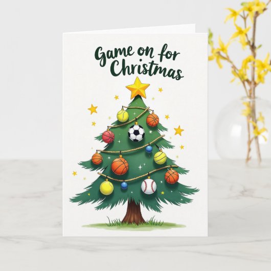 Game On for Christmas Holiday Card Kaart (Gele Bloem)