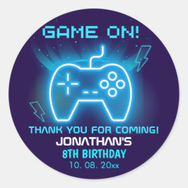 Game on, Funny Birthday Boy Ronde Sticker