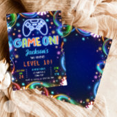 Game On Gamer Videogames Neon Glow Boy Verjaardag Kaart