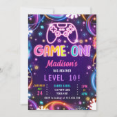 Game On Gamer Videogames Neon Glow Girl Verjaardag Kaart