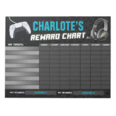 Game On Gaming Neon Blue Reward Chart Gepersonalis Notitieblok (Voorkant)