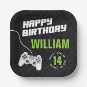 Game on Gaming Neon Green, elke nieuwe dag Papieren Bordje (Voorkant)