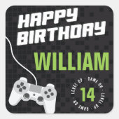 Game on Gaming Neon Green, elke zondag Vierkante Sticker (Voorkant)