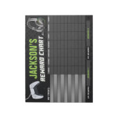 Game On Gaming Neon Green Reward Chart Personalise Notitieblok (Linkerzijde)