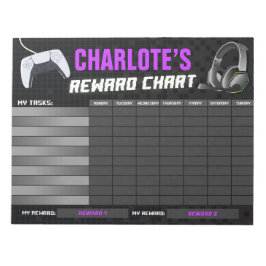 Game On Gaming Paarse beloningsgrafiek Gepersonali Notitieblok