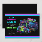 Game on! Gaming Truck Video Game Verjaardagsfeest Kaart (Voorkant / Achterkant)