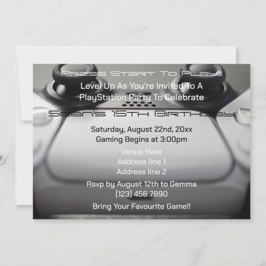 "Game On" Gaming verjaardag Kaart (Achterkant)