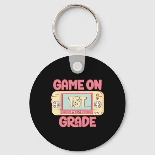 Game On Graad 1 Cool Videospel Ck naar School Kind Sleutelhanger (Voorkant)