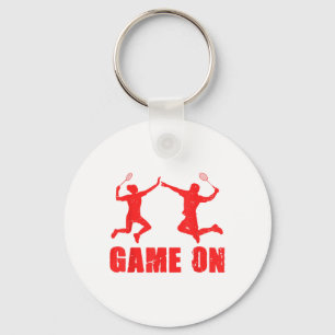 Game On Grafische Badminton Speler Shuttle Sporten Sleutelhanger